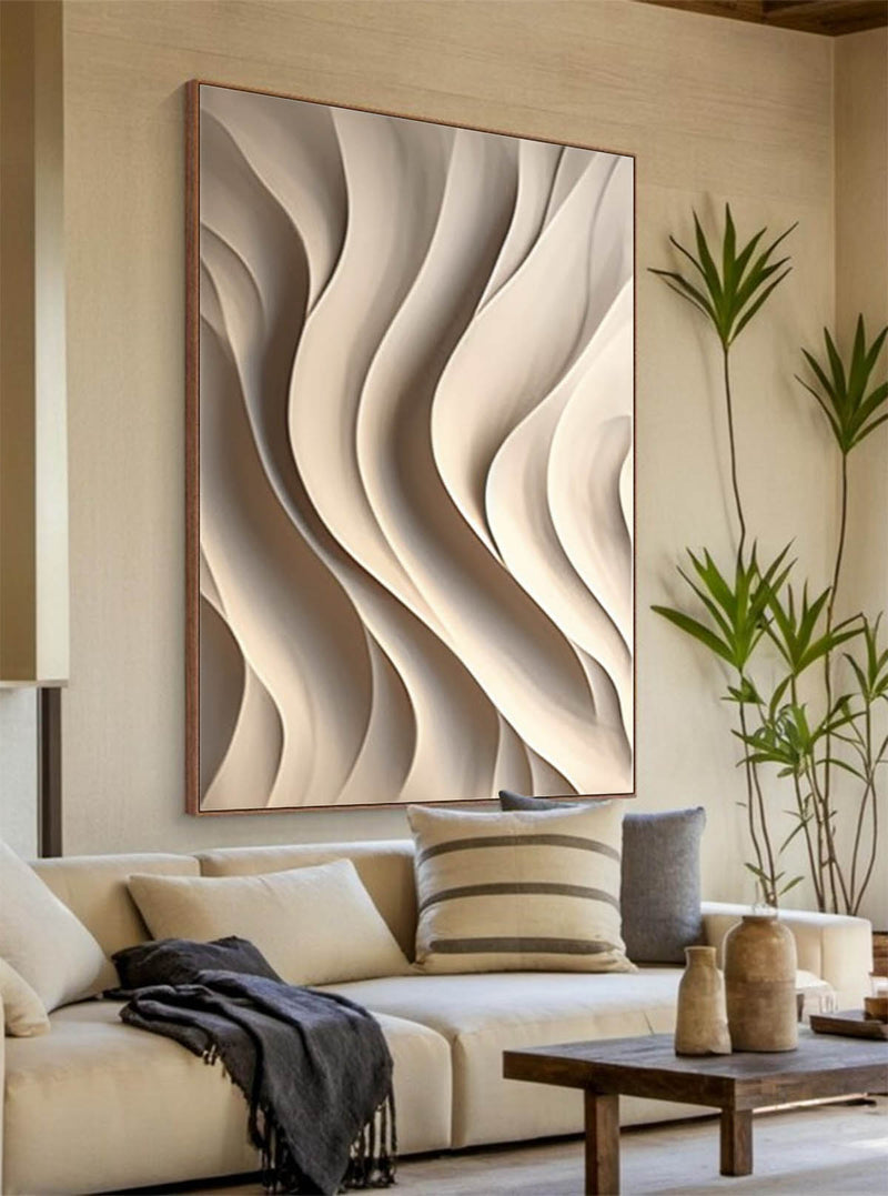 Begie wood carving wall art Vertical wood carving wall ar Beige Sculptured art Customized colors