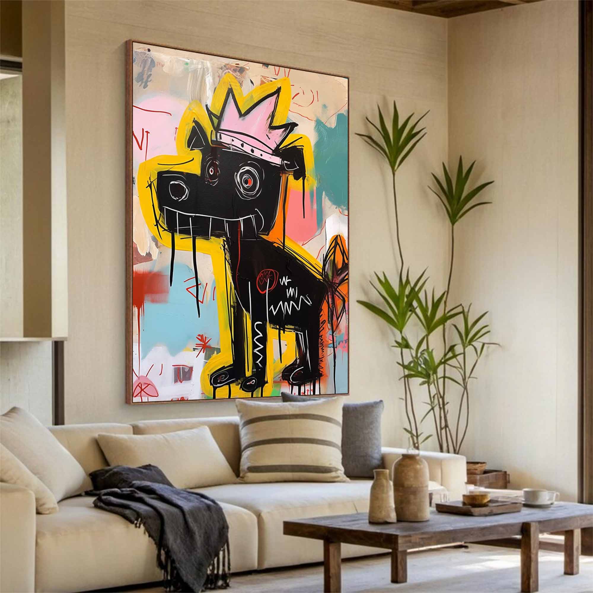 Graffiti Black Dog Painting Colorful Pop Art Street Art Dog Wall Decor