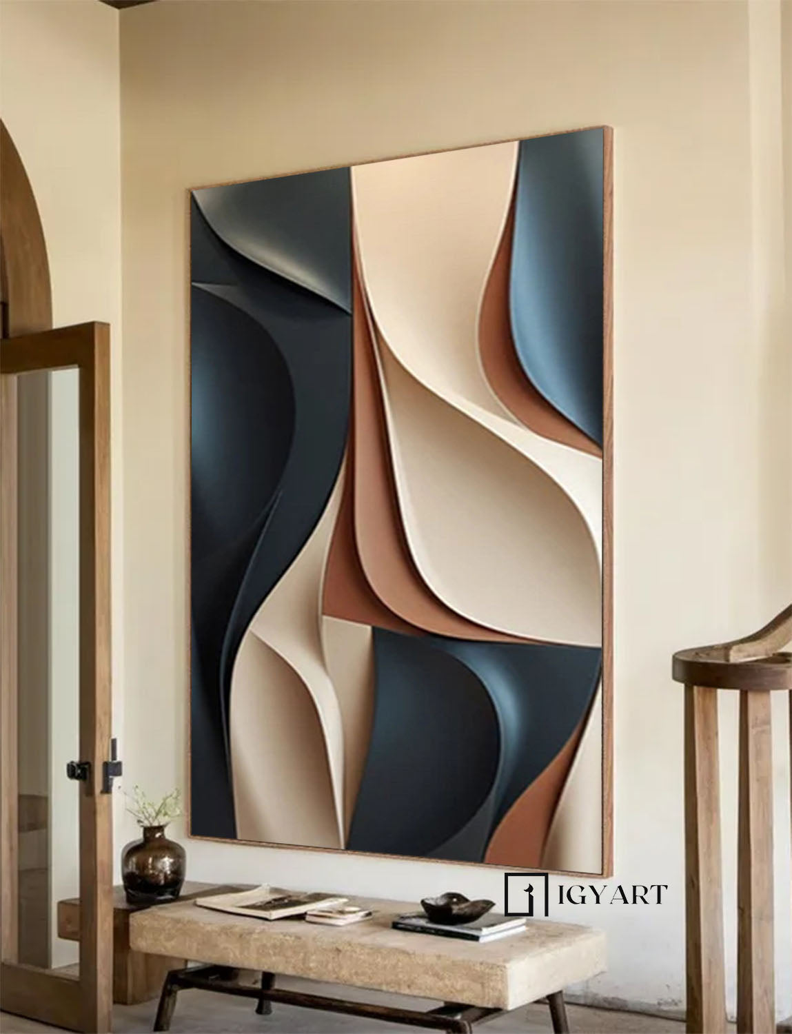 Colorful Sculptured art Painting Wood carving wall art Textured Wall art Customized colors