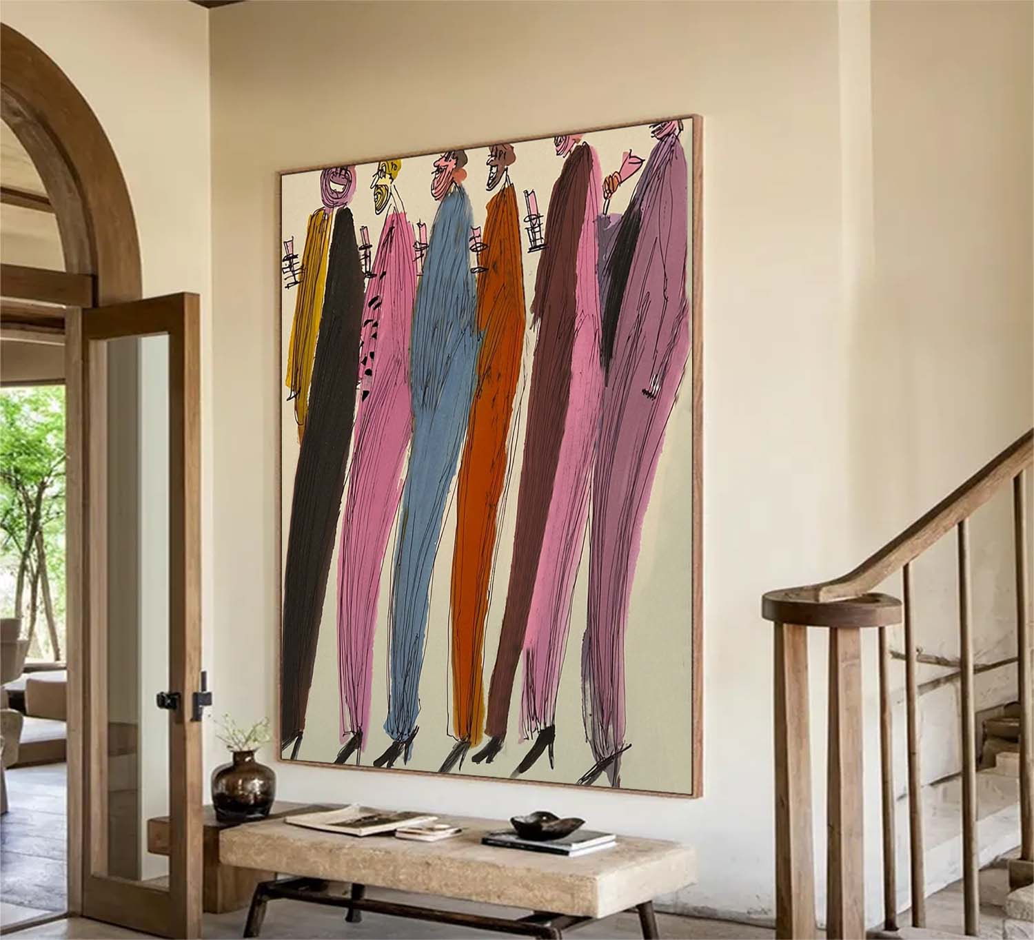 Colorful Abstract figures Painting - Expressionist Figurative Wall Art for Modern Creative Office