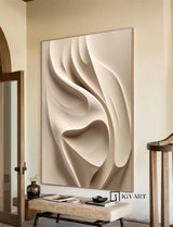 Beige wood carving wall art Beige Sculptured art Vertical wood carving wall art Customized colors