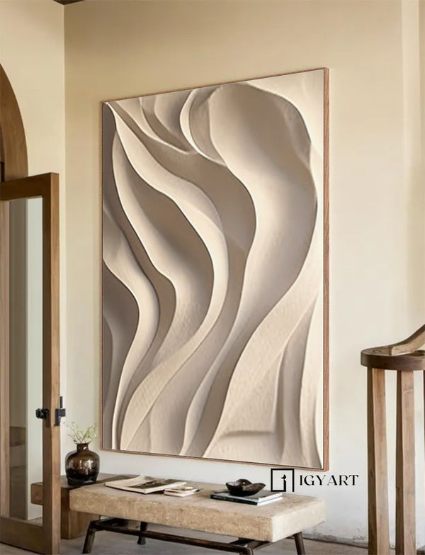 Beige Sculptured art Vertical wood carving wall ar Begie wood carving wall art Customized colors