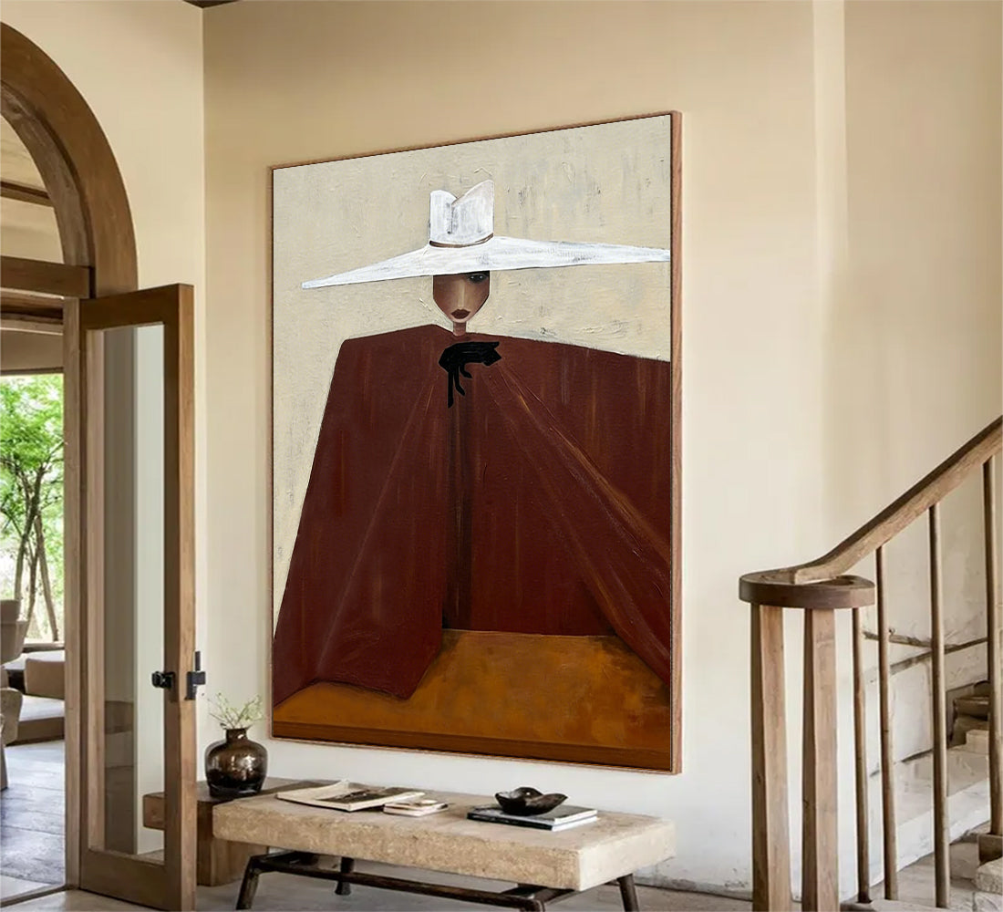 Hand-Painted Minimalist Abstract Portrait Art Contemporary Figuration art