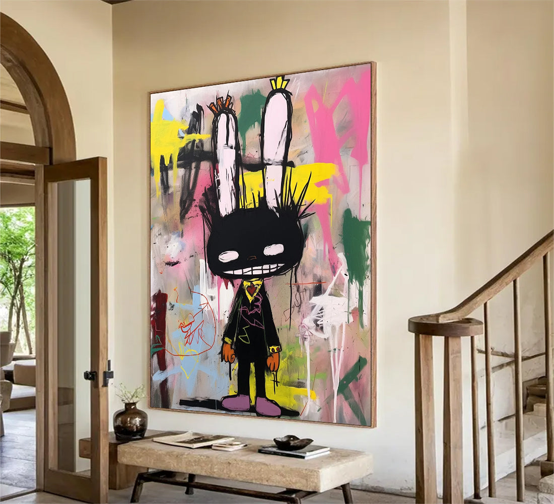 Pop art colorful modern joint graffiti art, rabbit abstract painting