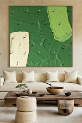 Large Green Abstract Painting Green Golf Canvas Wall Art Green Textured Wall Art Golf Course Painting