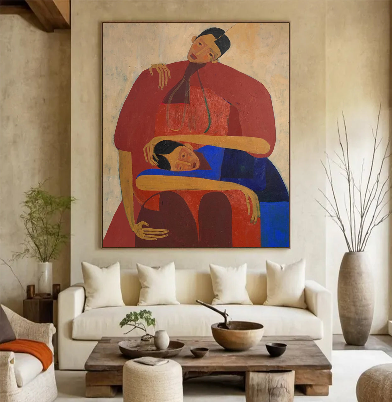Stylized human figures painting, Contemporary abstract Portraits art