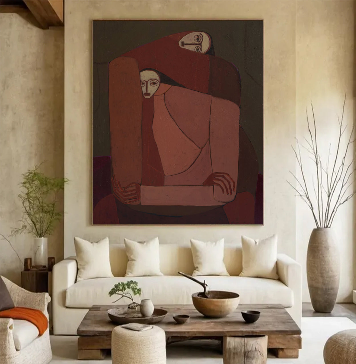 Modern Surrealist Portrait art Earthy Double Portraits painting