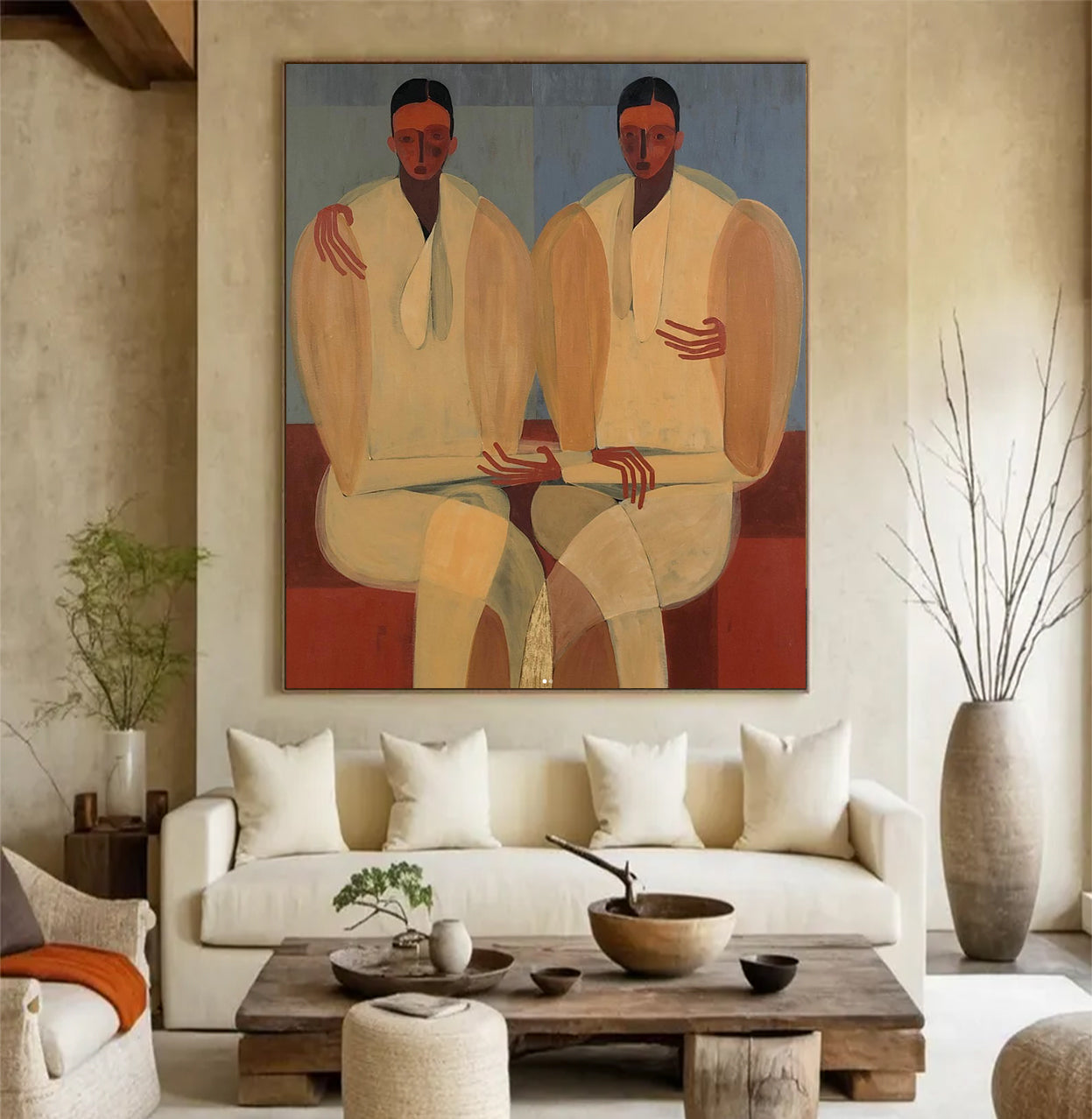 Stylized human figures painting, Contemporary abstract Portraits art