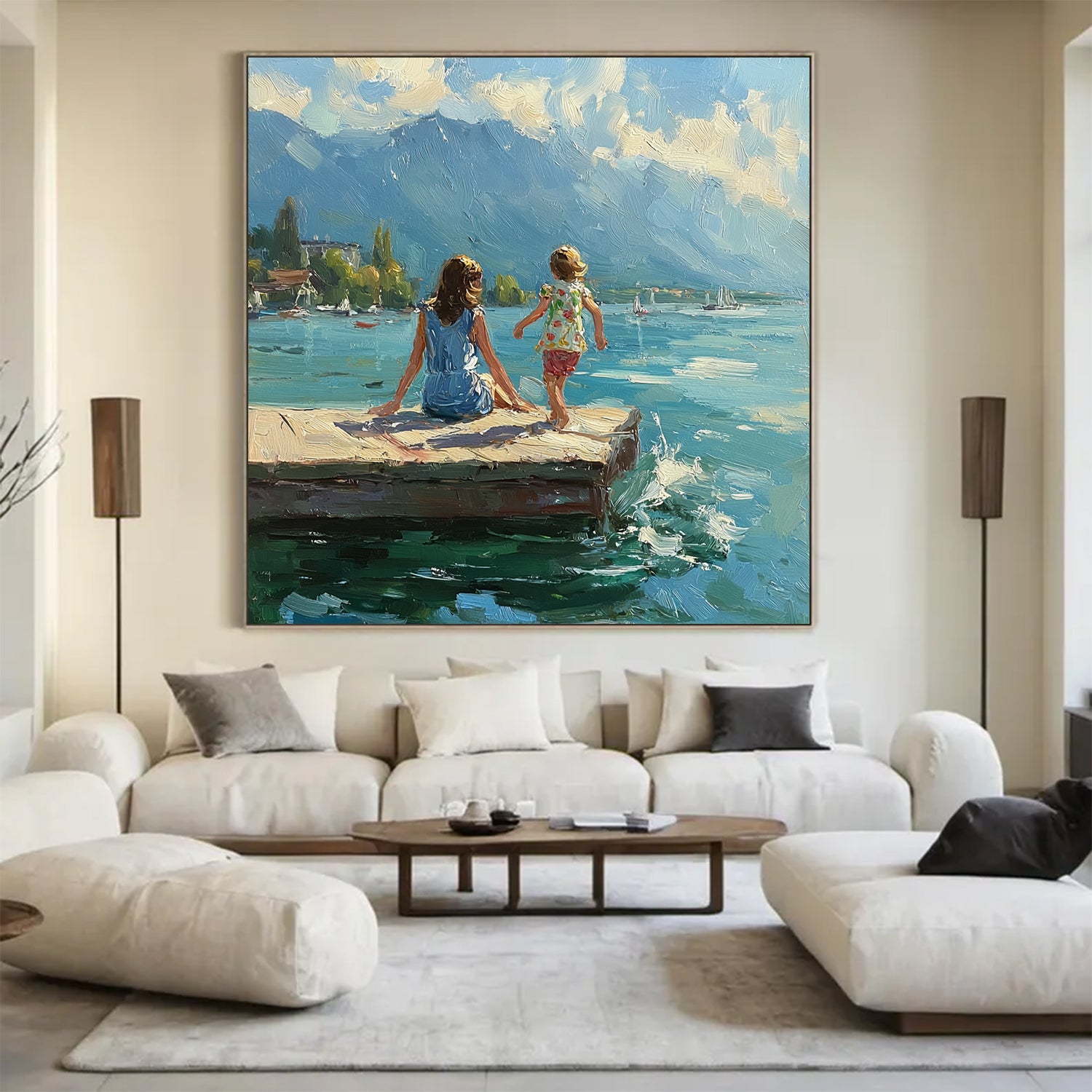 Summer landscape vacation art large Green Hand-painted oil painting 