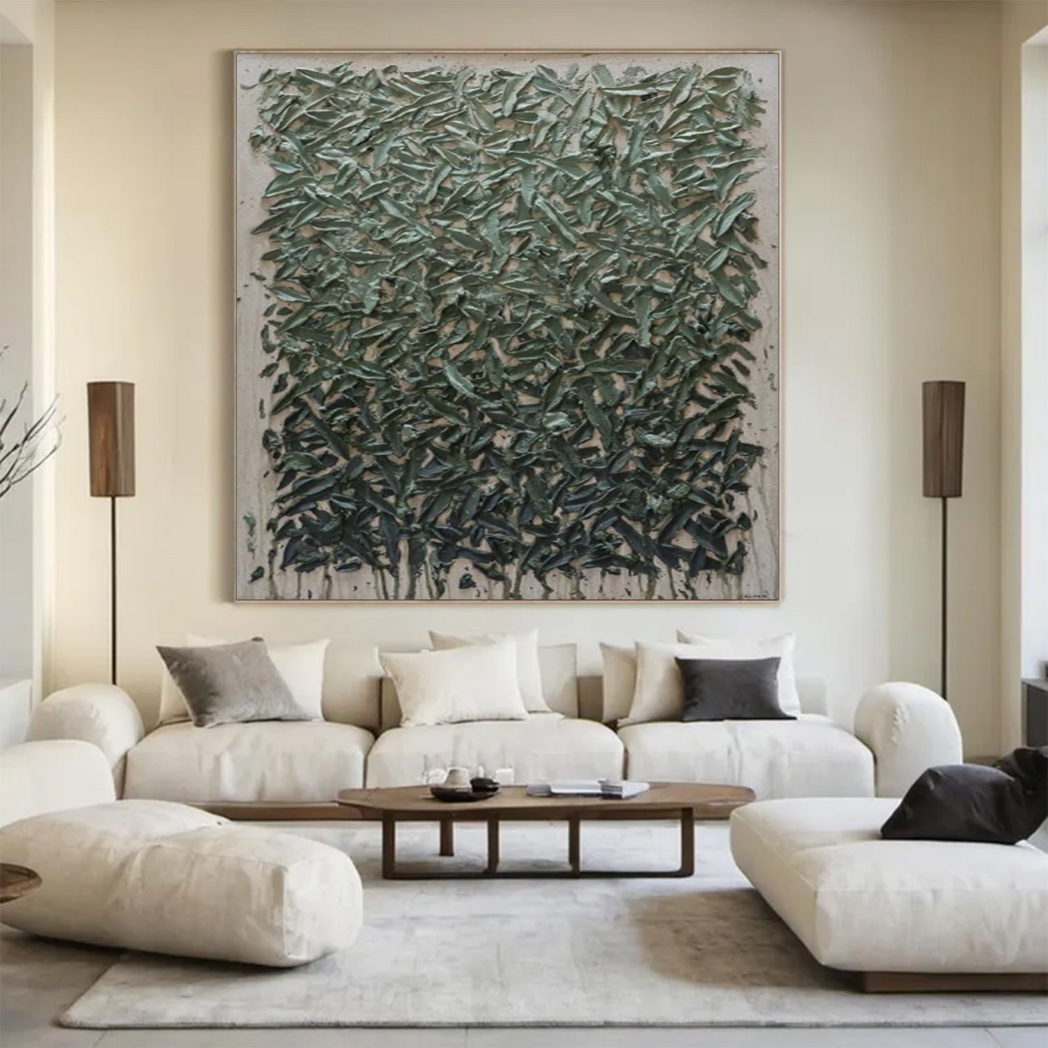 Large green abstract painting Green texture wall art green painting 