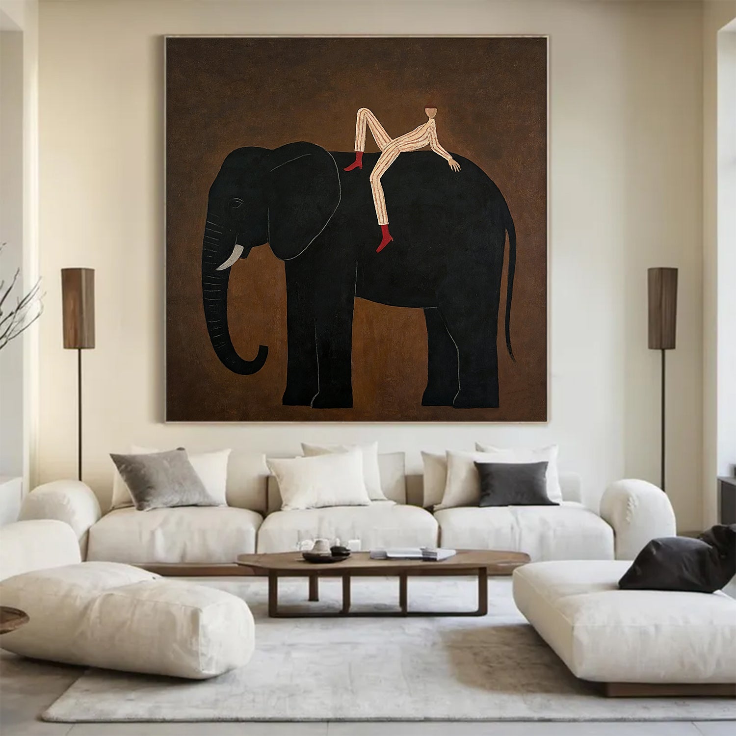 Surrealist Animal Portrait Wall Art Large Minimalist Surrealism Elephant Painting