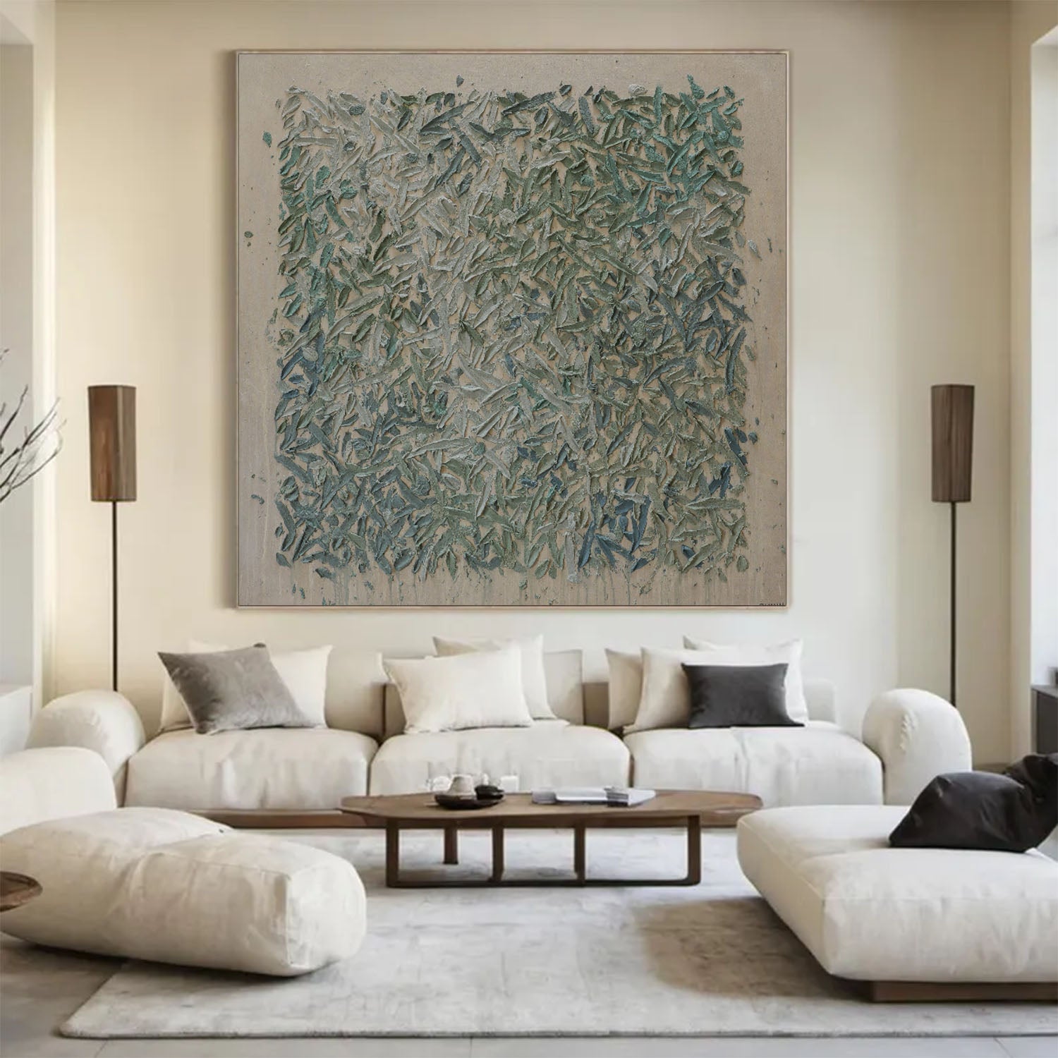 Green texture wall art green painting large green abstract painting