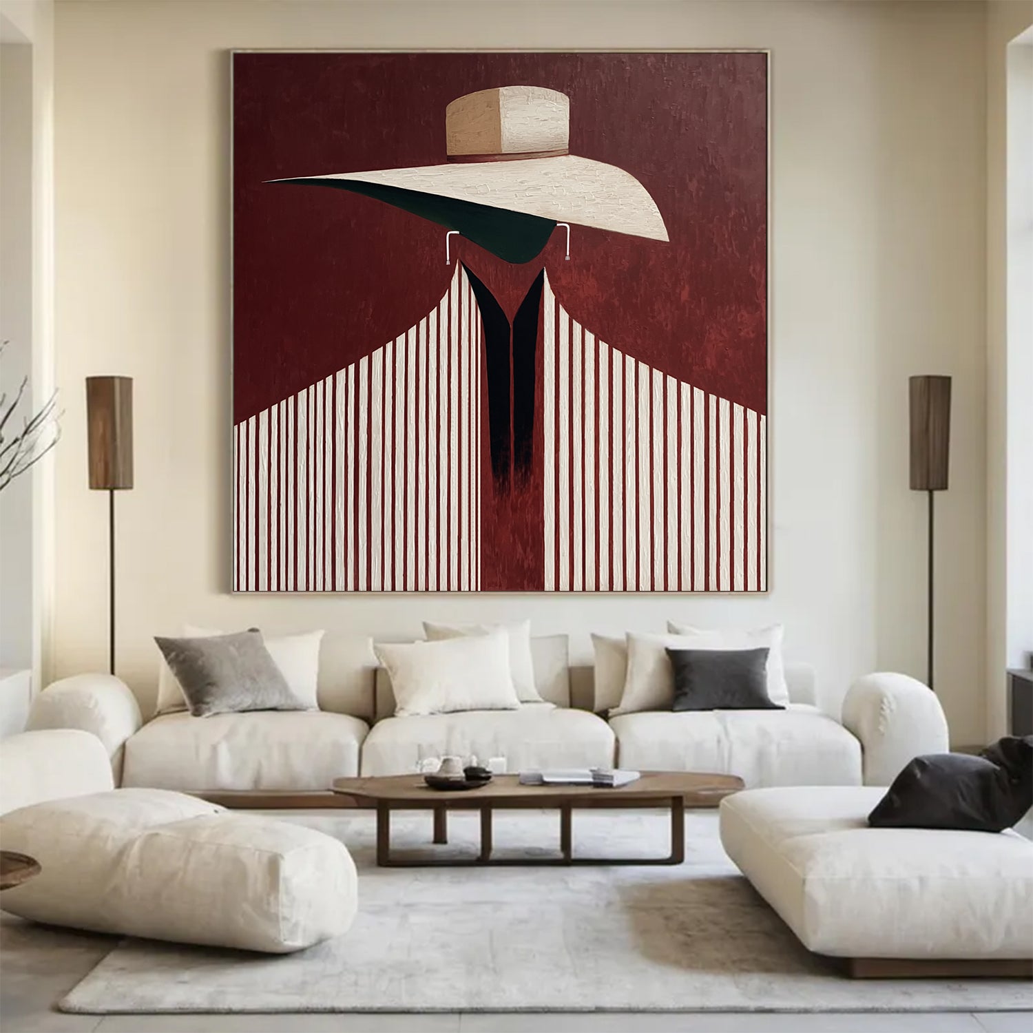 Hand-Painted Minimalist Portrait Art- Urban Chic Figural Oil Paintings