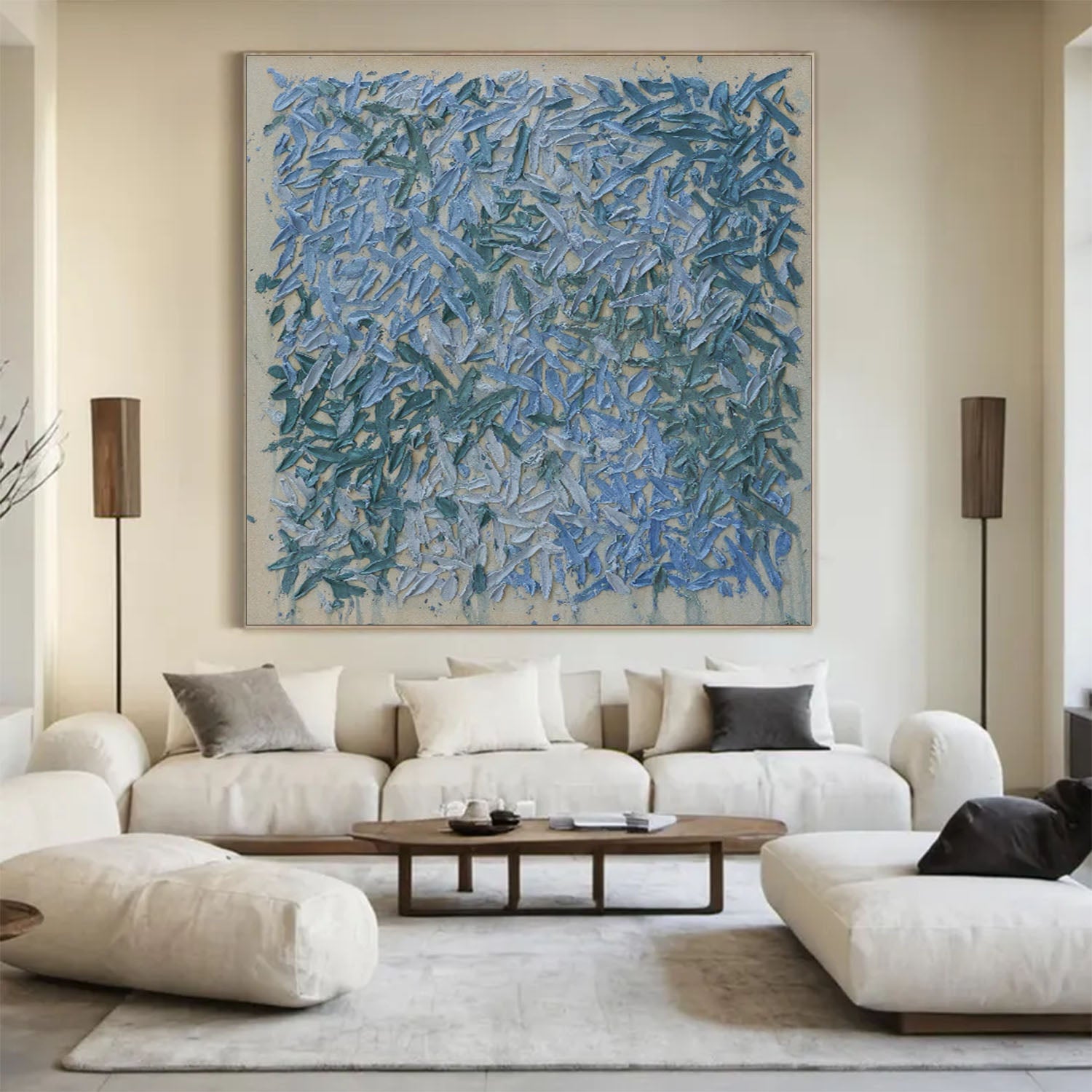 Large Blue abstract painting Blue texture wall art Blue Abstract Art