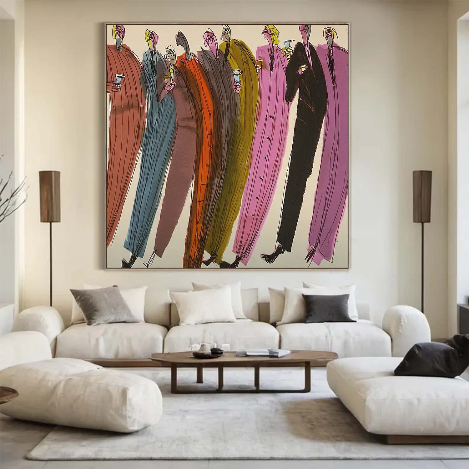 Modern Abstract Party Painting - Mid-Century Fashion Illustration Wall Art for Dining Decor