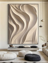 Beige Sculptured art Vertical wood carving wall ar Begie wood carving wall art Customized colors