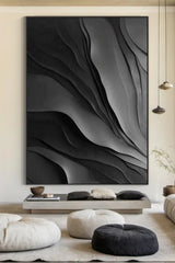 Black sculpture Wall art Black Wood carving wall art Black sculpture Textured Wall art Black Abstract Art