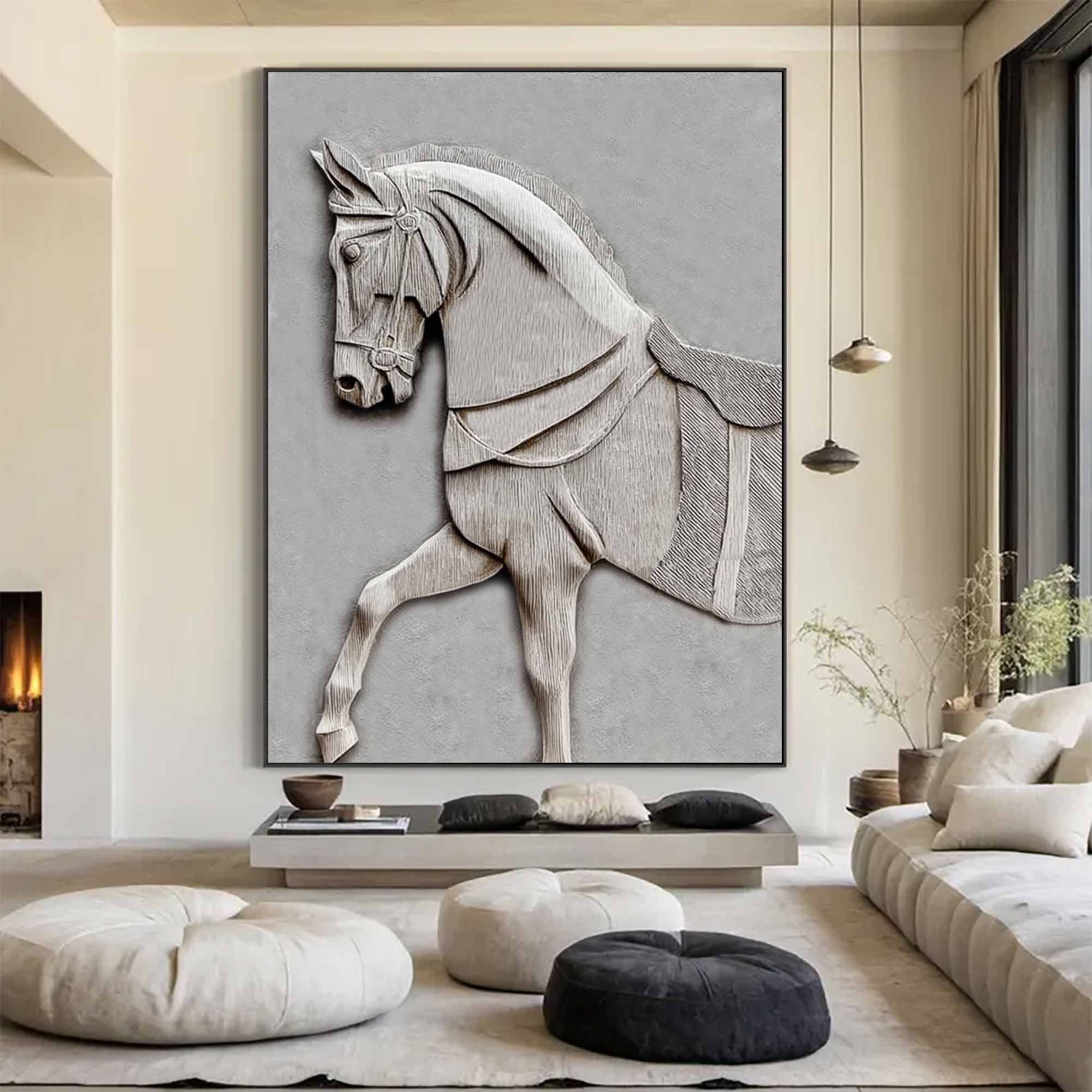 Wooden horse carvings painting, horse-shaped wood wall decor