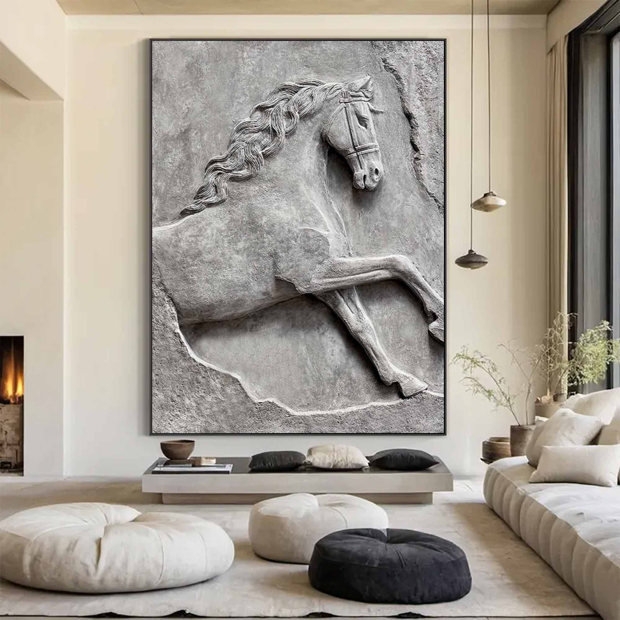 Horse Abstract wooden art horse 3D Textured Sculpture wall decor