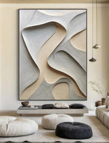 Beige grey wood carving wall art Beige grey Sculptured art Vertical wood carving wall art Customized colors