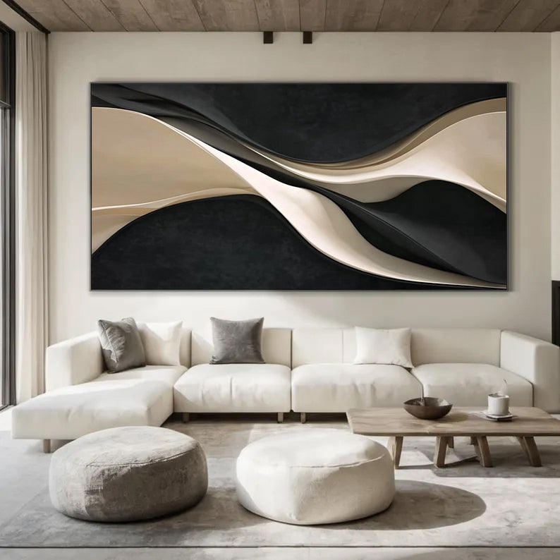 Black white wood texture wall decor painting wood sculpture wall art