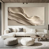 Beige Sculptured art Painting Wood carving wall art Art sculpture Abstract 3D Textured Wall Art