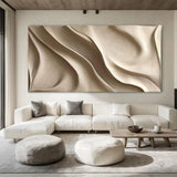 Wood carving wall art Art Beige Sculptured art Painting sculpture Abstract 3D Textured Wall Art