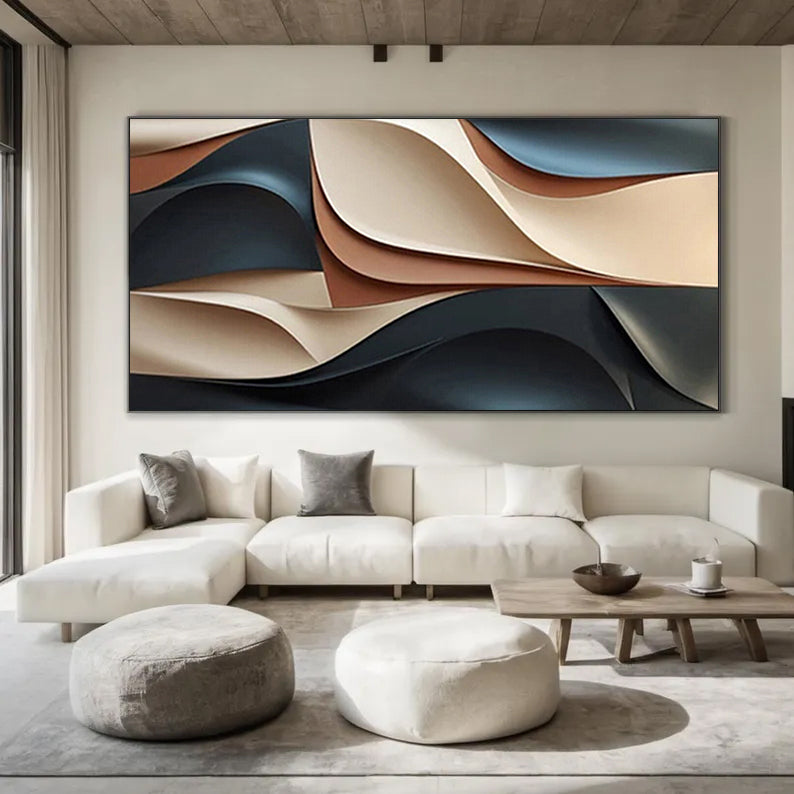 Art sculpture Textured Wall Decor Wood carving wall art Blue Sculptured art