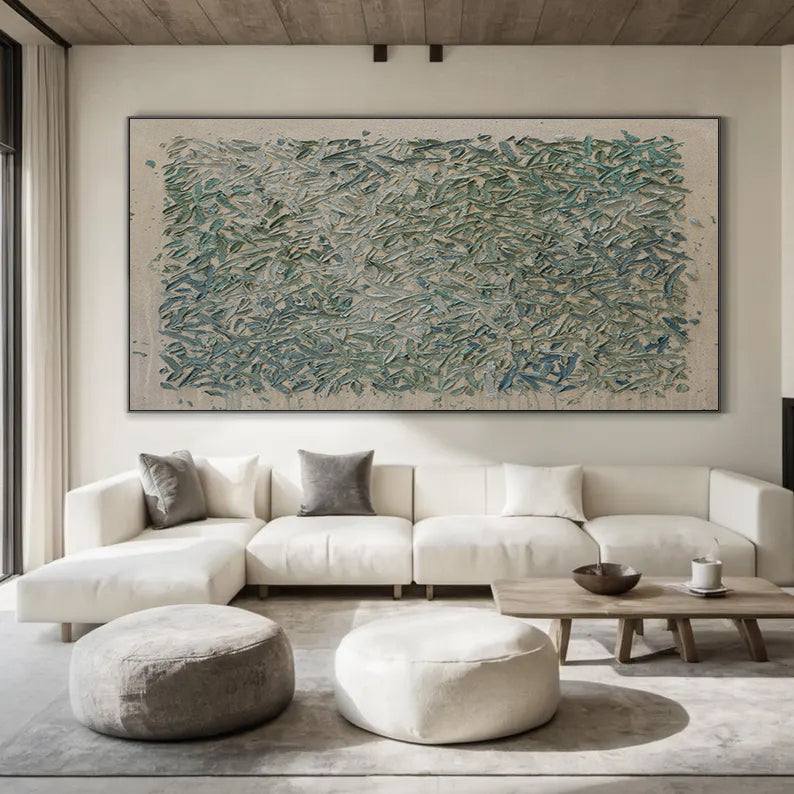 Green wall art Green textured wall art Large Green abstract painting