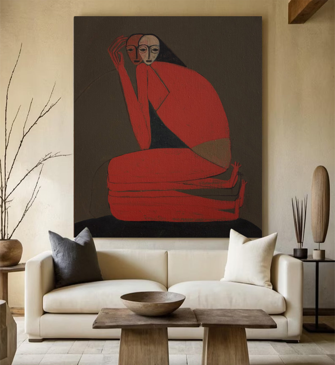 Surrealist Portrait Figure painting Boho Abstract figurative painting