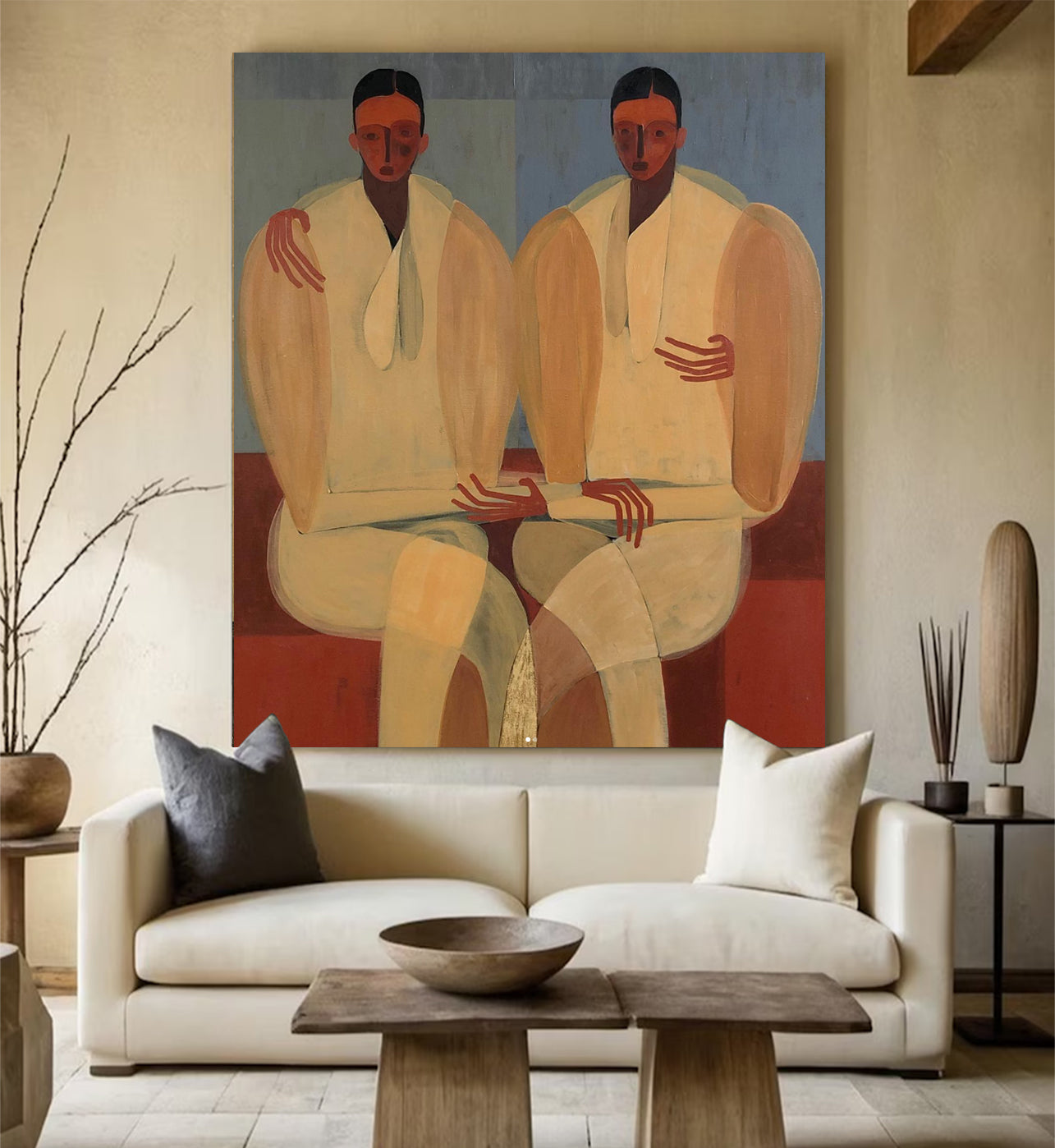 Stylized human figures painting, Contemporary abstract Portraits art