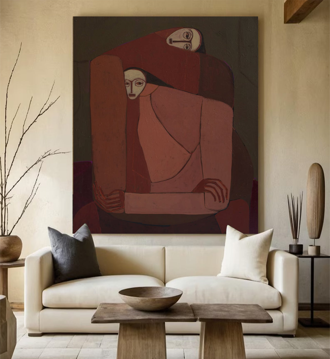 Modern Surrealist Portrait art Earthy Double Portraits painting