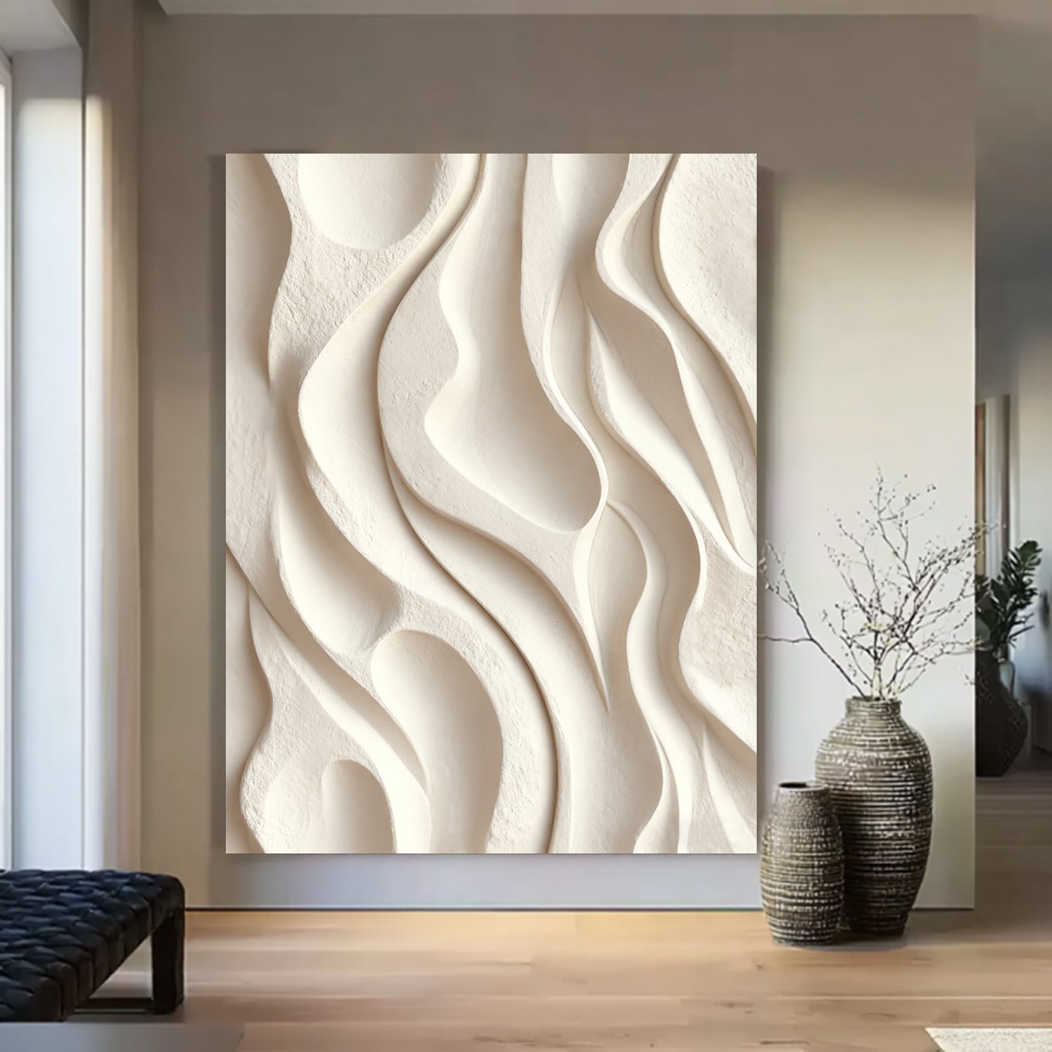 Wood carving wall art Wooden wall decor Art sculpture Textured Wall Decor