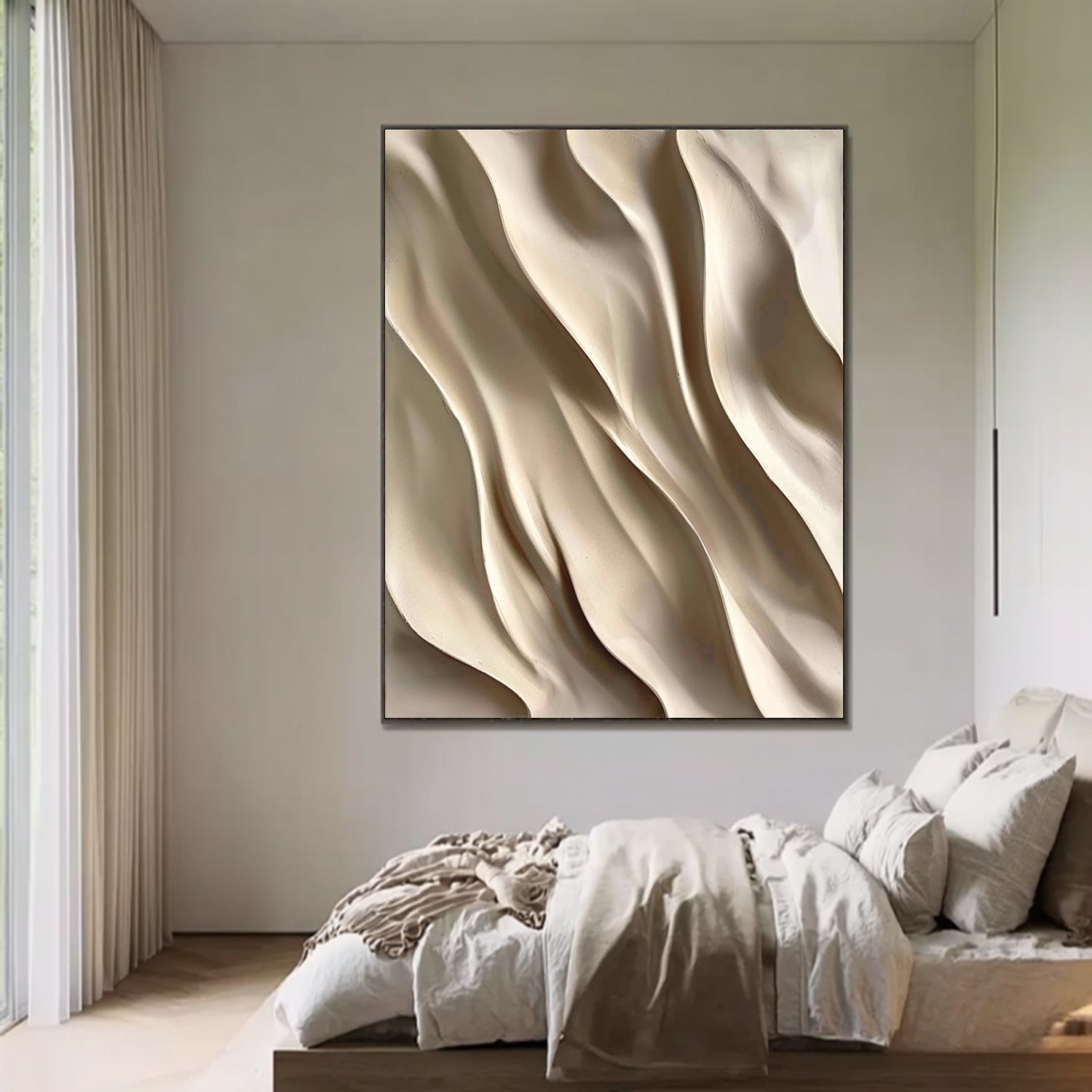 3D Textured Wood Wall Art | Neutral Boho Organic Wood Sculpture Decor