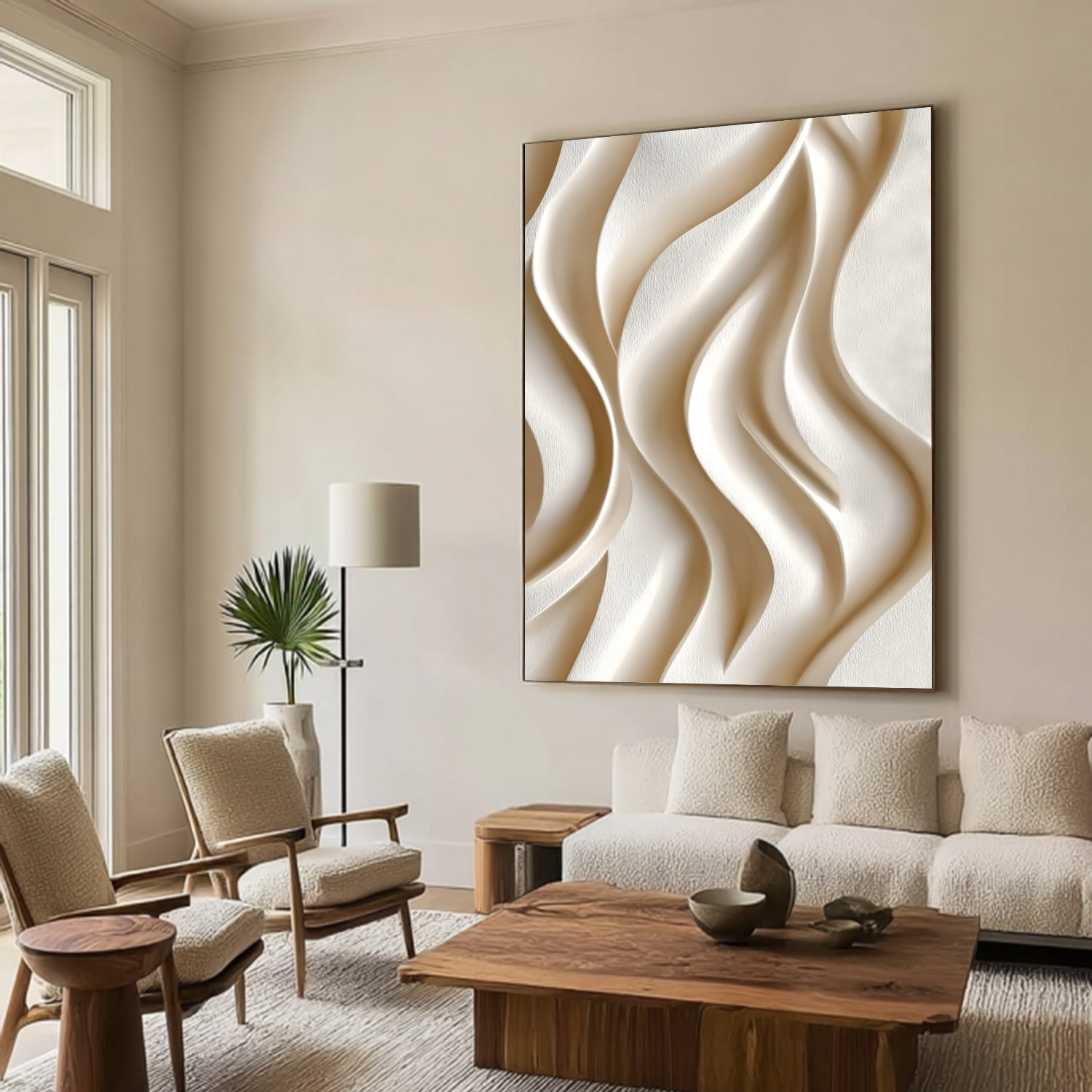 White Sculptured art Painting Wood carving wall art- Wooden wall decor