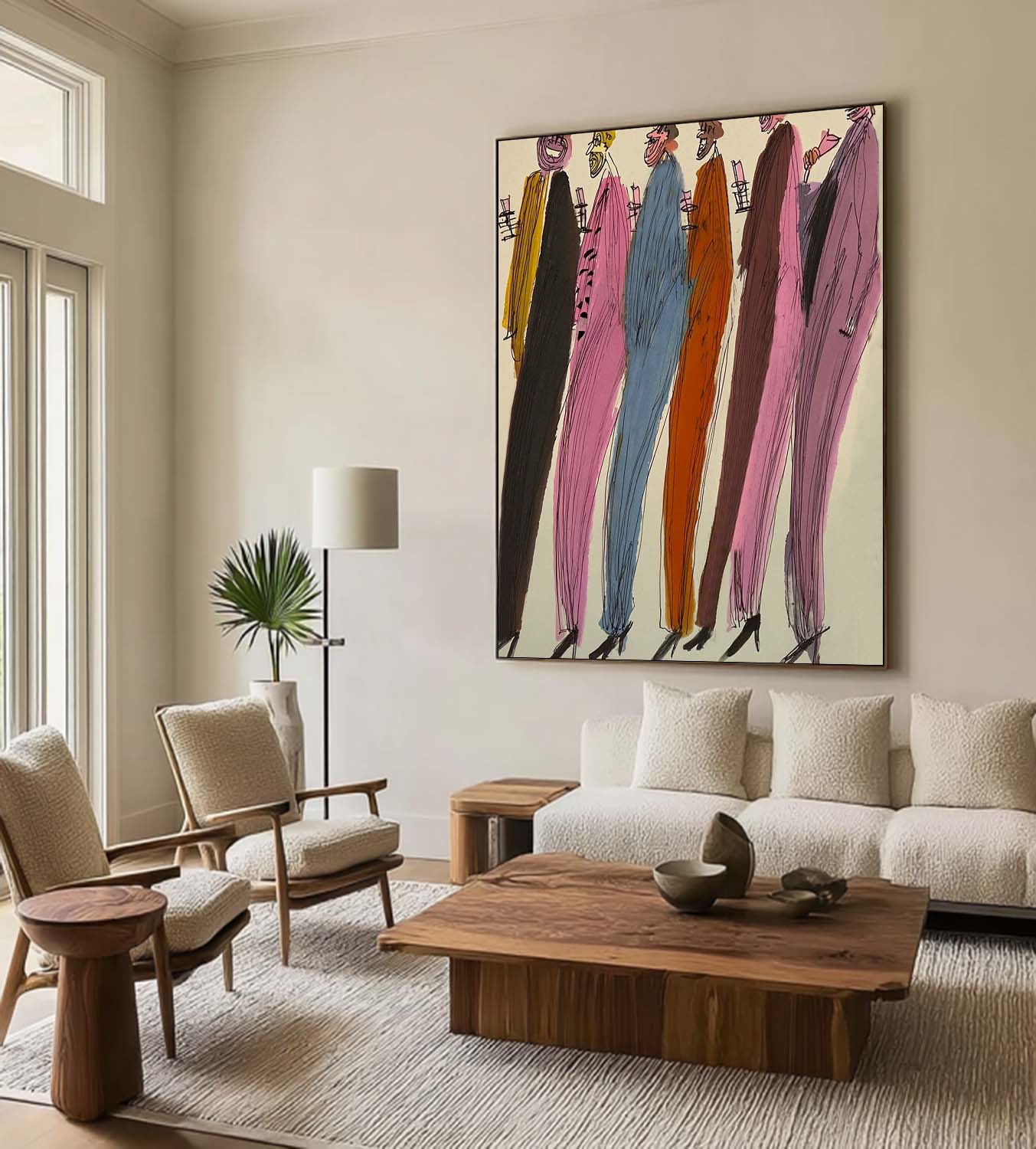 Colorful Abstract figures Painting - Expressionist Figurative Wall Art for Modern Creative Office