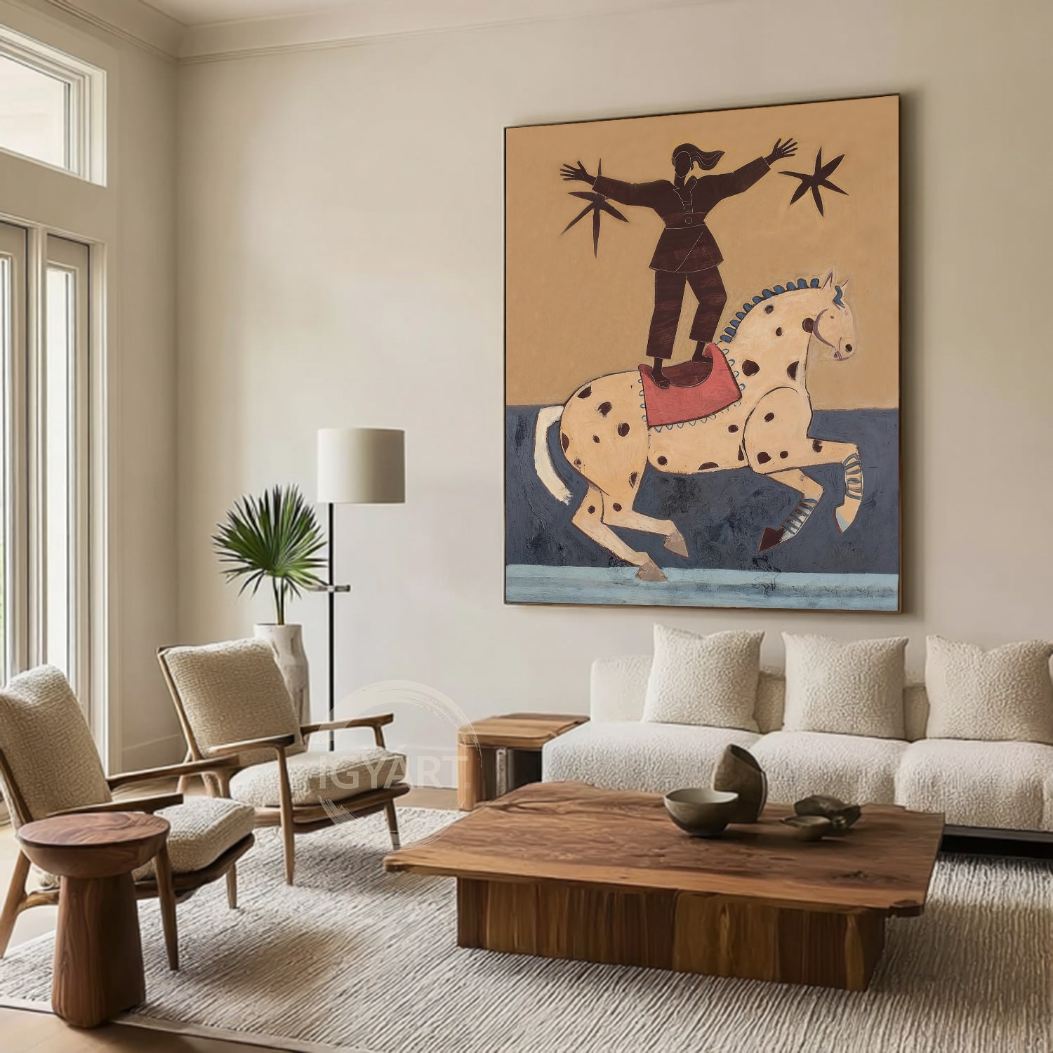 Mid Century Modern Horse Painting  Expressionist Oil Painting Boho Wall Art