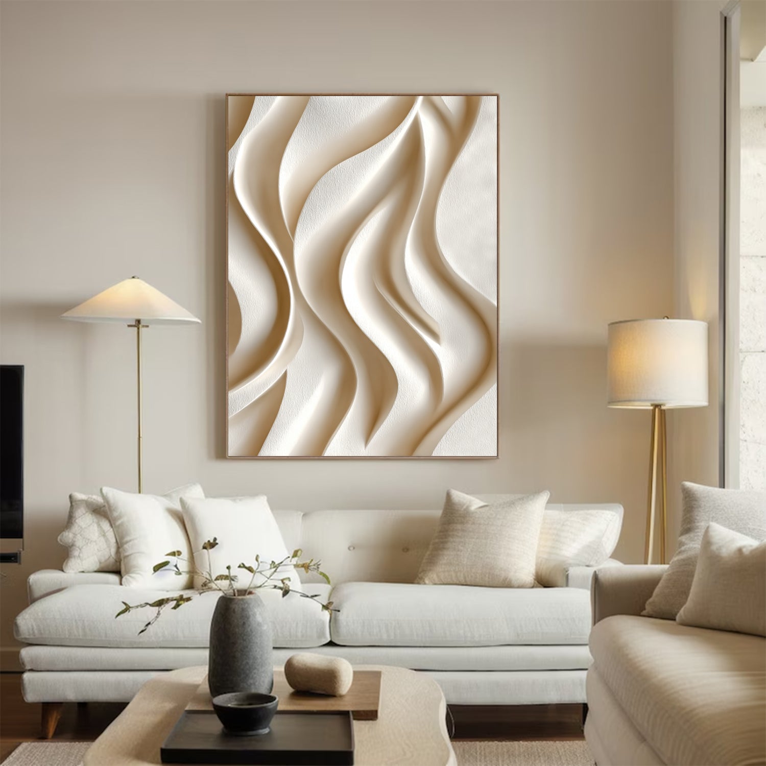 White Sculptured art Painting Wood carving wall art- Wooden wall decor