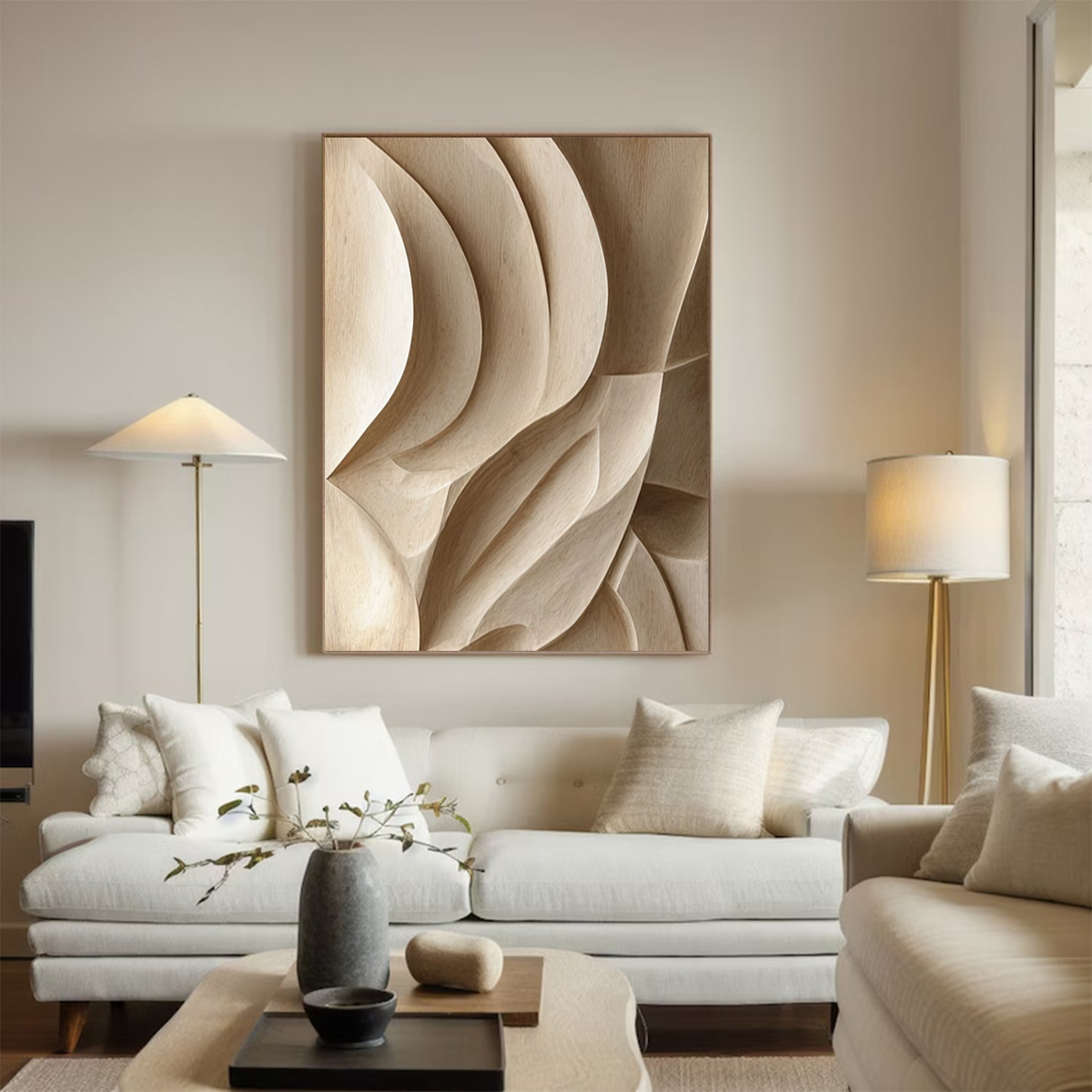 3D Textured Wood Wall Art Neutral Tone Wood Wall Decor Boho Wood Wall Art