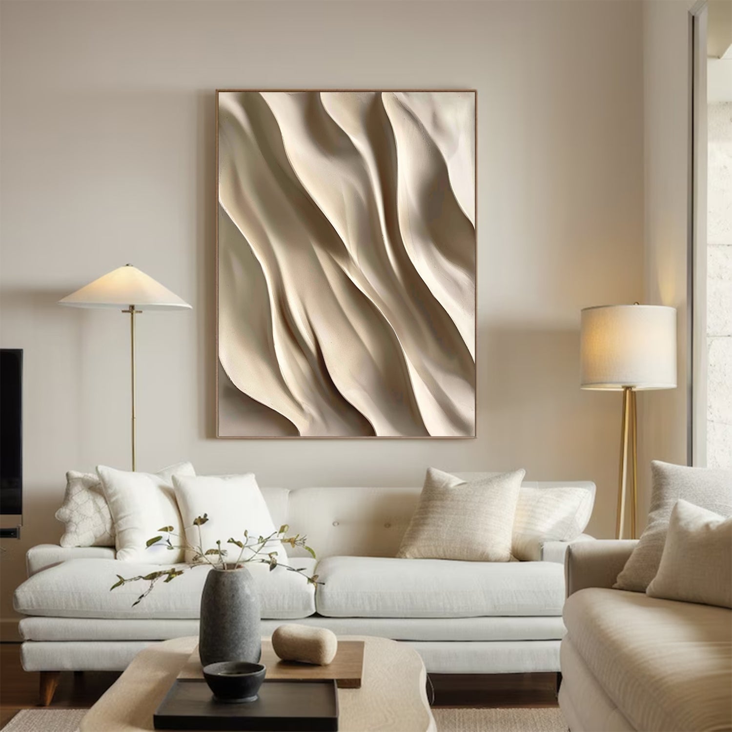 3D Textured Wood Wall Art | Neutral Boho Organic Wood Sculpture Decor