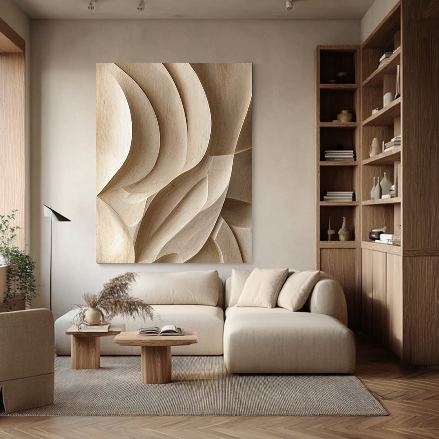 3D Textured Wood Wall Art Neutral Tone Wood Wall Decor Boho Wood Wall Art