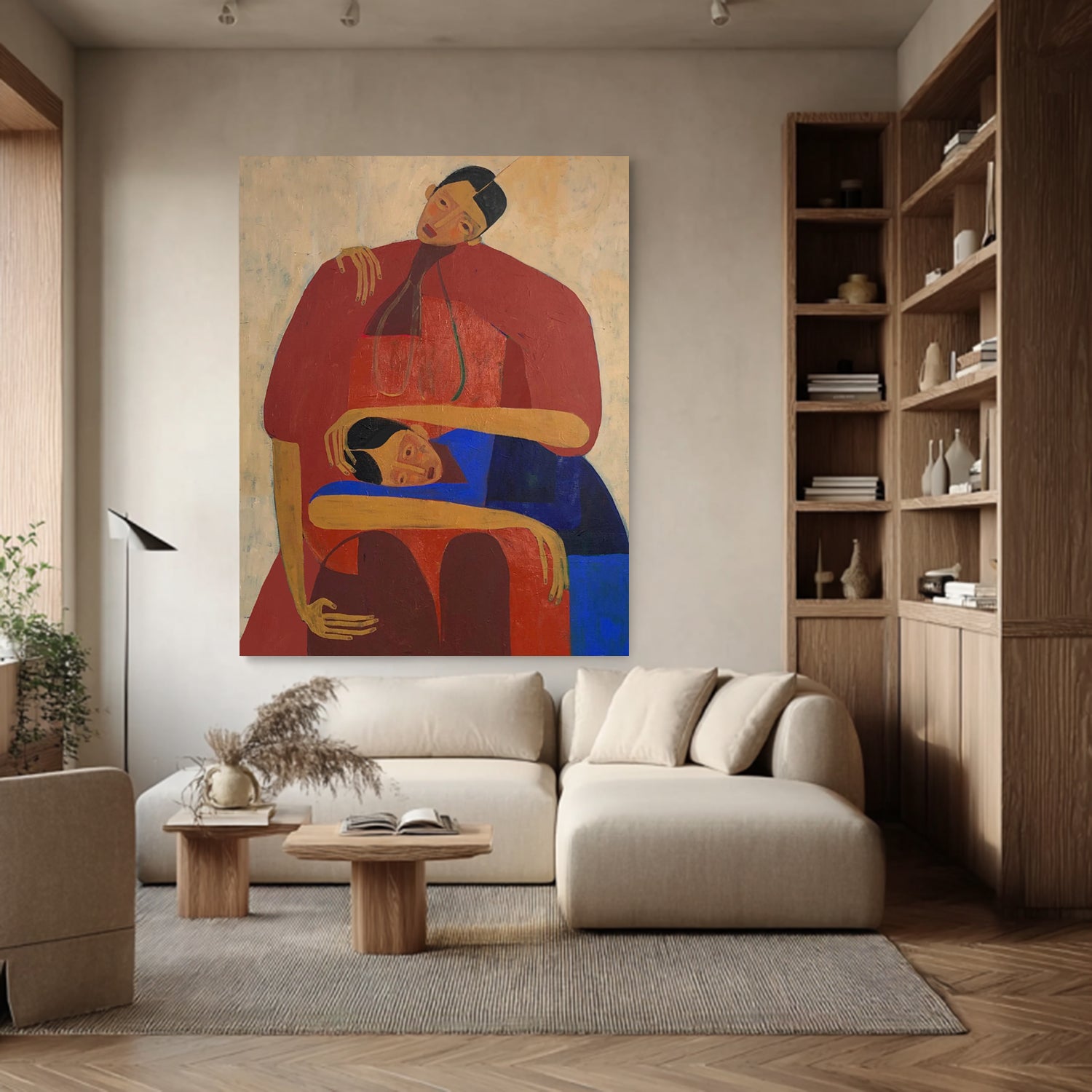 Stylized human figures painting, Contemporary abstract Portraits art