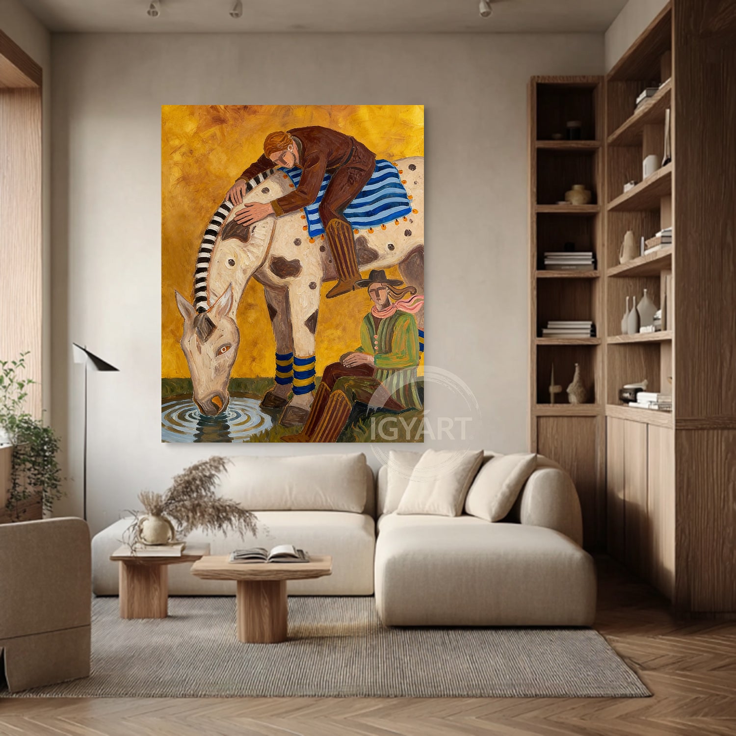 Modern Folk Art Horse Painting Contemporary Western Art Expressionist Equestrian Decor