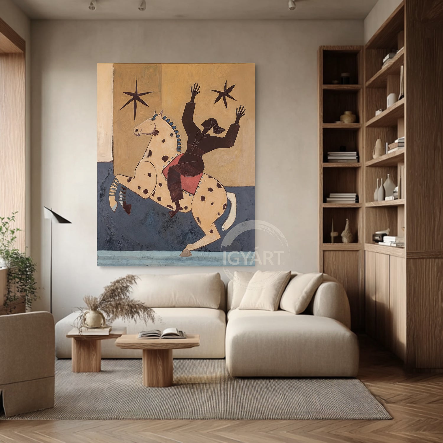 Farmhouse Wall Decor Mid Century Modern Horse Painting Boho Wall Art