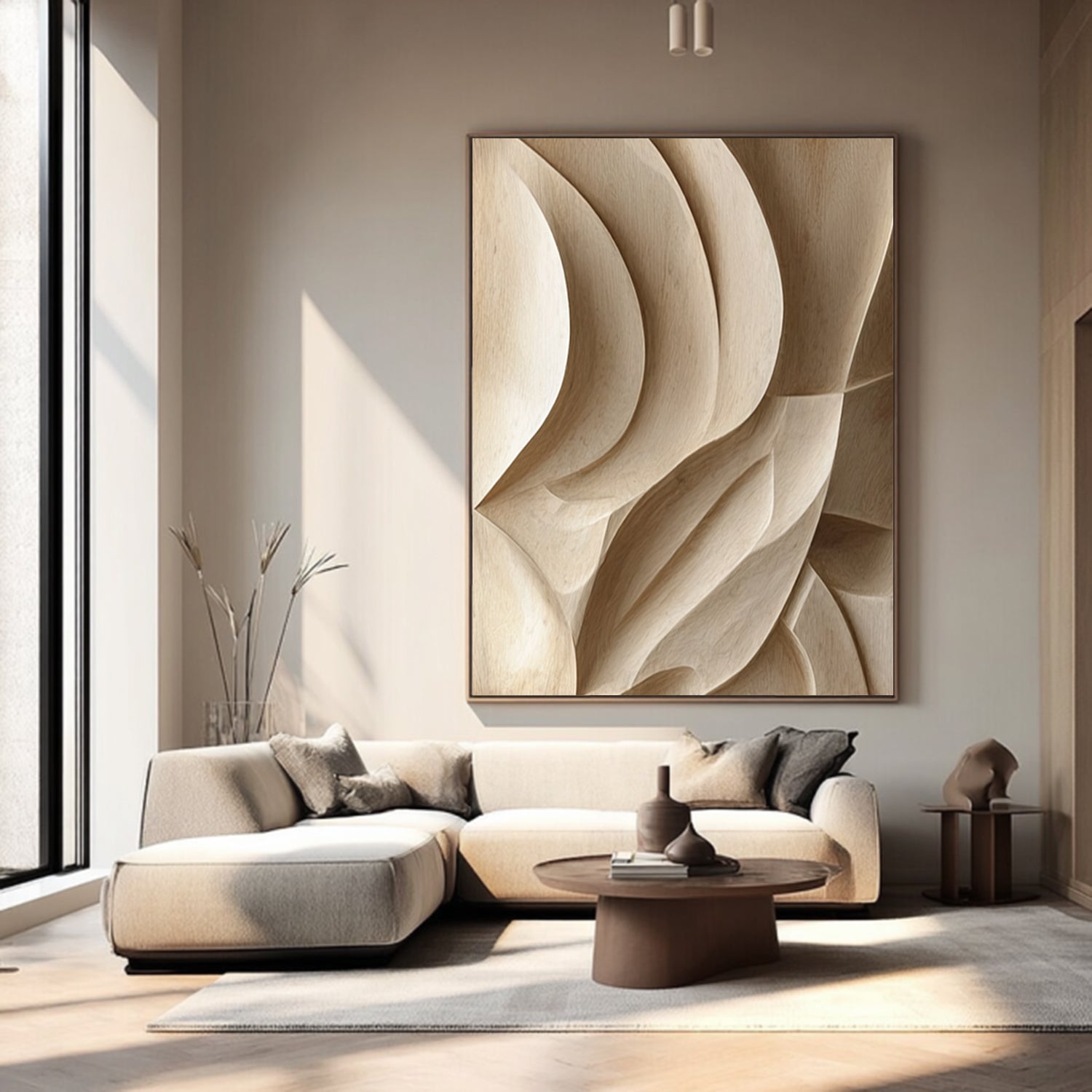 3D Textured Wood Wall Art Neutral Tone Wood Wall Decor Boho Wood Wall Art