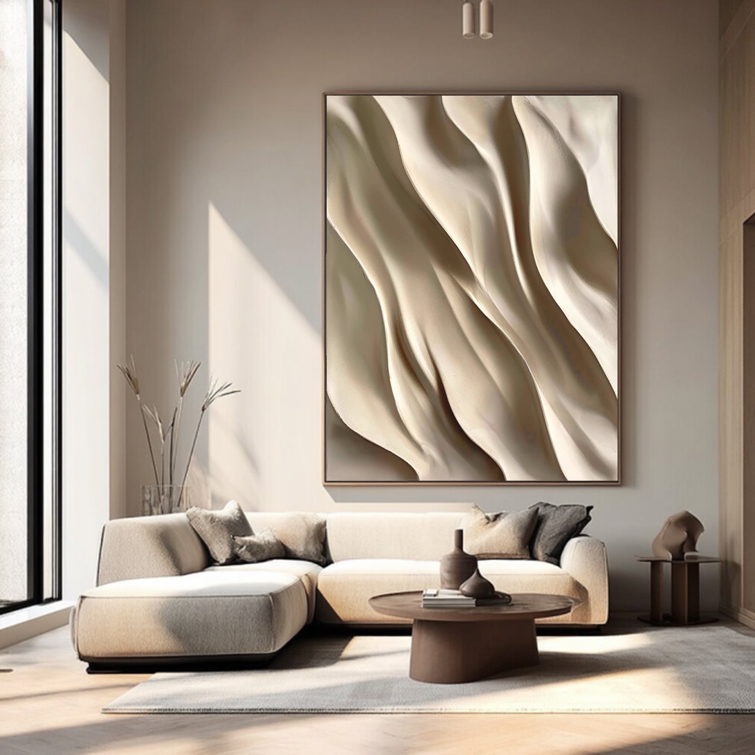 3D Textured Wood Wall Art | Neutral Boho Organic Wood Sculpture Decor