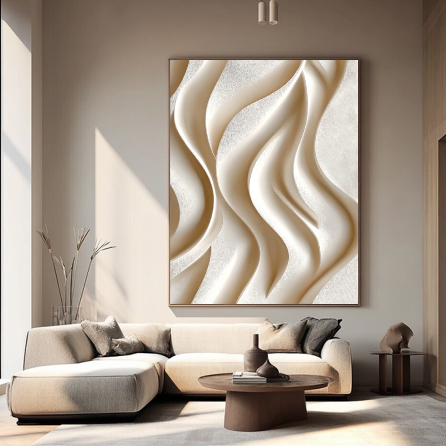 White Sculptured art Painting Wood carving wall art- Wooden wall decor