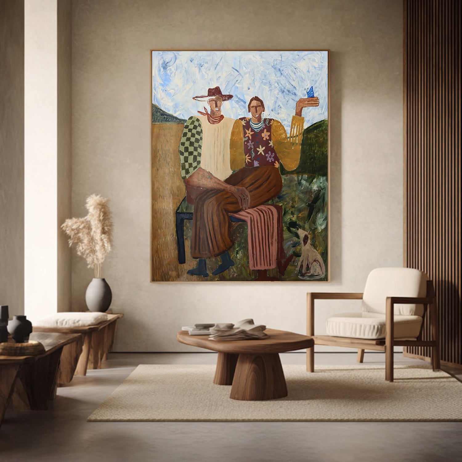Mid-century Modern Art Figurative Expressionism People Decor Painting