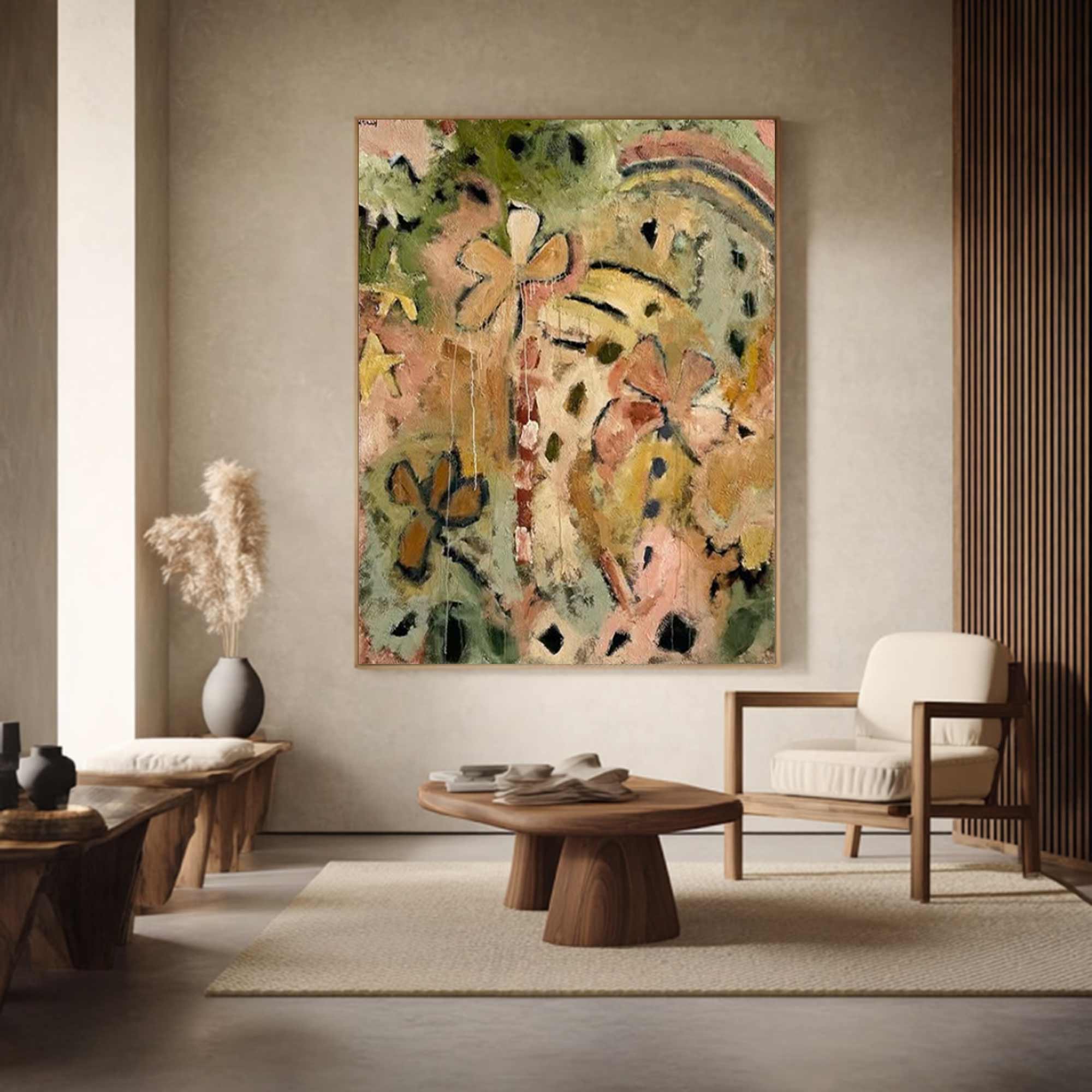 Colorful graffiti art, colorful textured  wall decor for living room