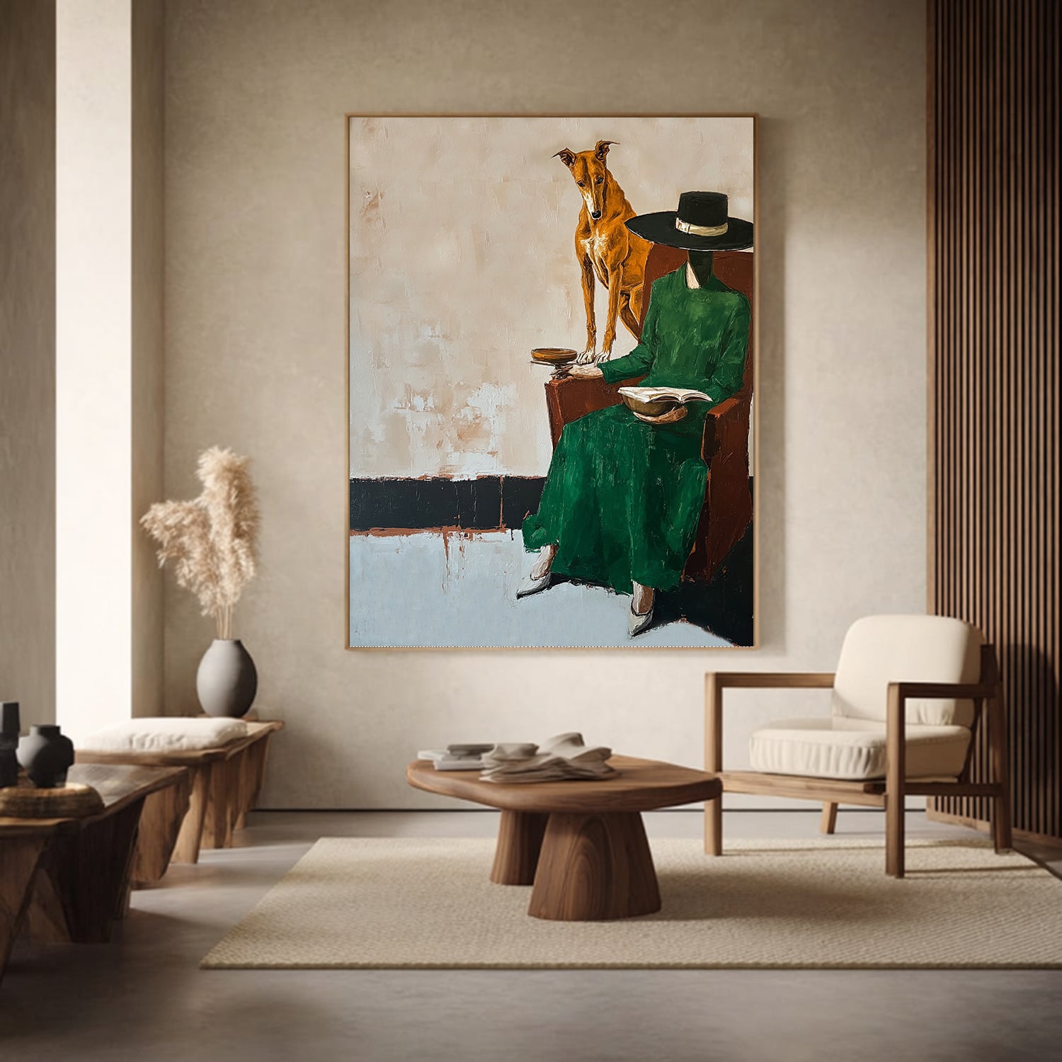 Hand-painted Abstract Figurative Wall painting Modern Greyhound Art